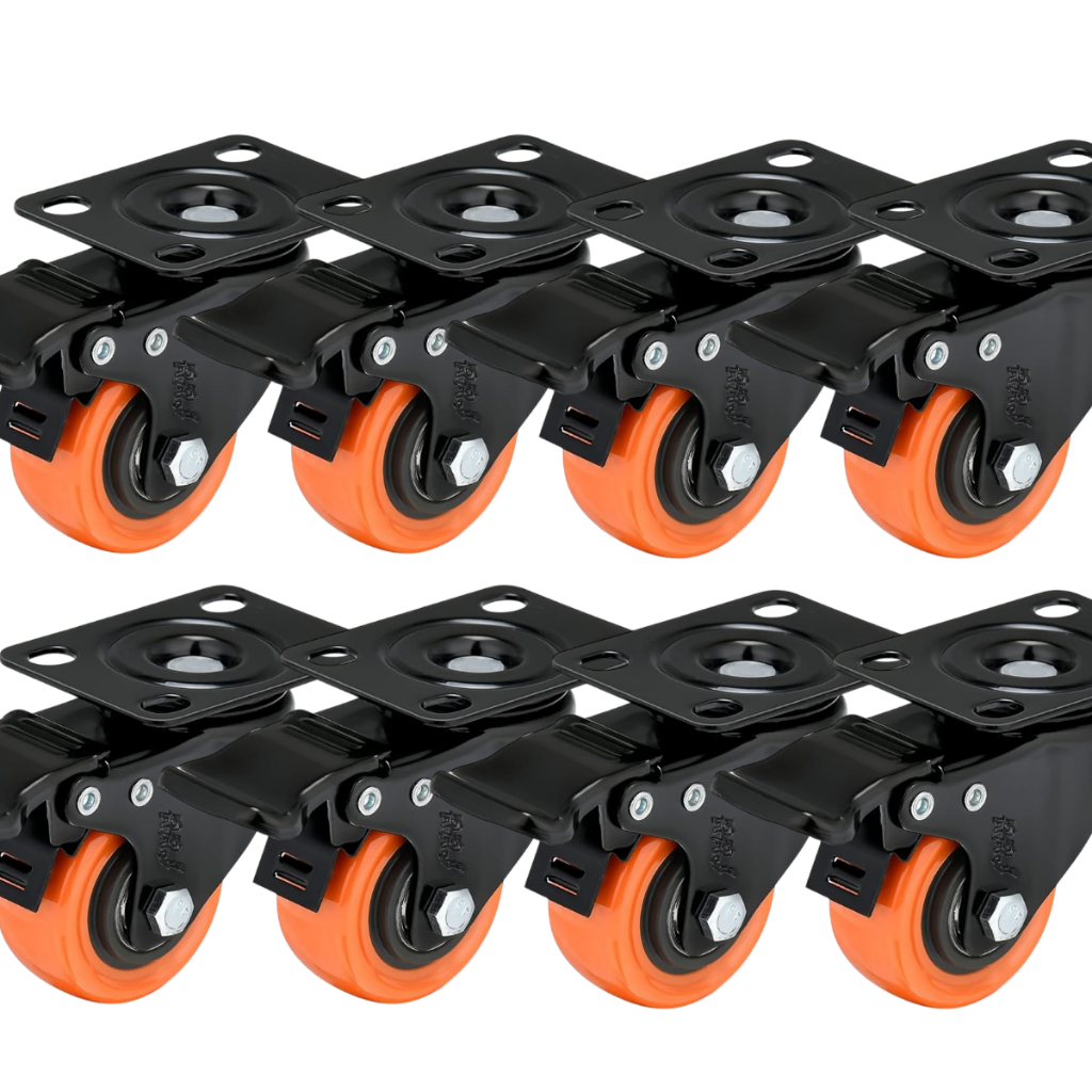 Kit 8 Rodízio Rodinhas Para Moveis Giratórios com Trava De Borracha PVC  40 mm 1,5" Marca RRJ em Oferta na Shopee