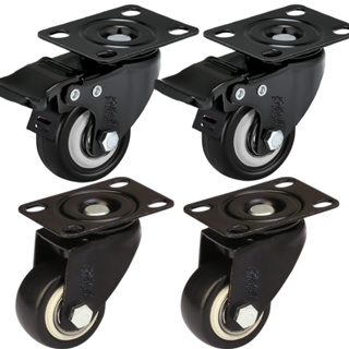 Kit 4 Rodinhas para Moveis Rodízio Giratorios com e sem Trava Borracha PVC 1,5 polegadas Marca RRJ em Oferta na Shopee
