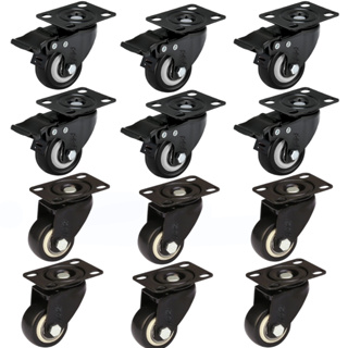 Kit 12 Rodinhas para Moveis Rodízio Giratorios com e sem Trava Borracha PVC 1,5 polegadas Marca RRJ em Oferta na Shopee