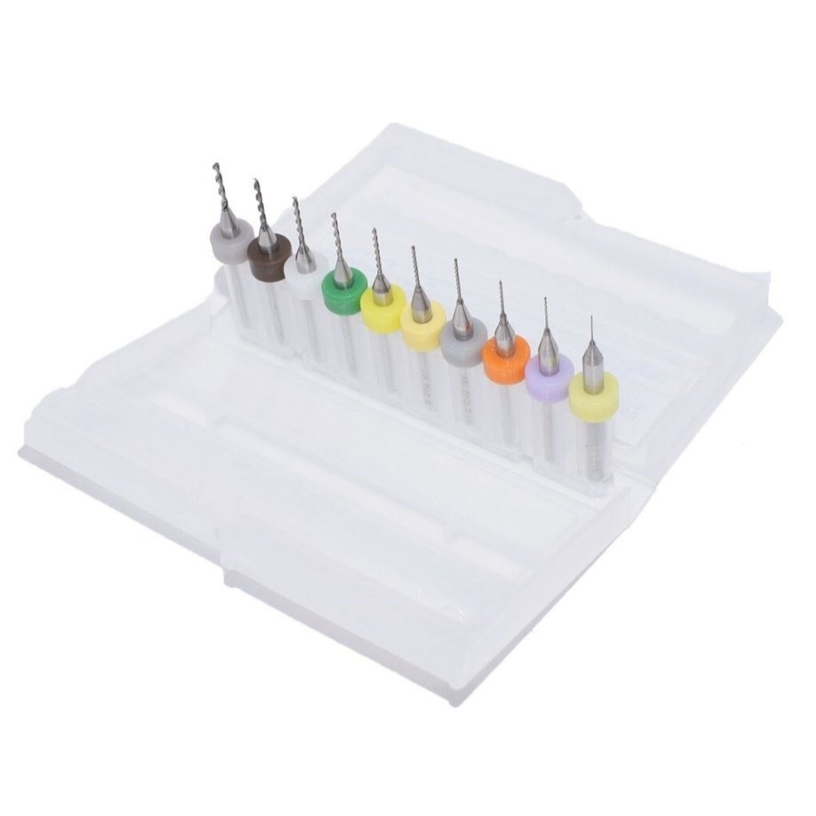 Kit 10 Brocas  - Para Placas Circuito Impresso - p/CNC - Dremel/Router 0.8/0.9/1.0/1.2 e 0.3 a 1.2mm