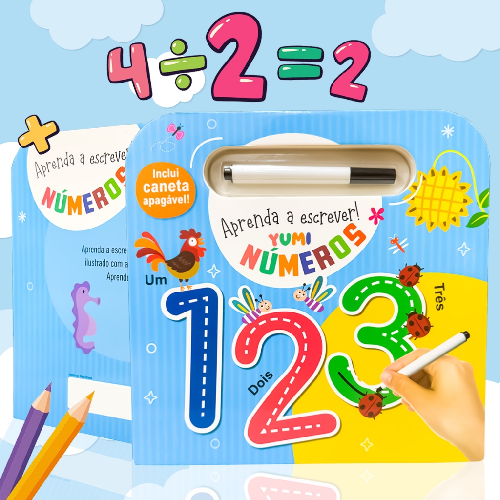 Livro Infantil Mágico Aprenda A Escrever Números C/ Caneta Apagável Caligrafia Alfabetização Escola em Oferta na Shopee