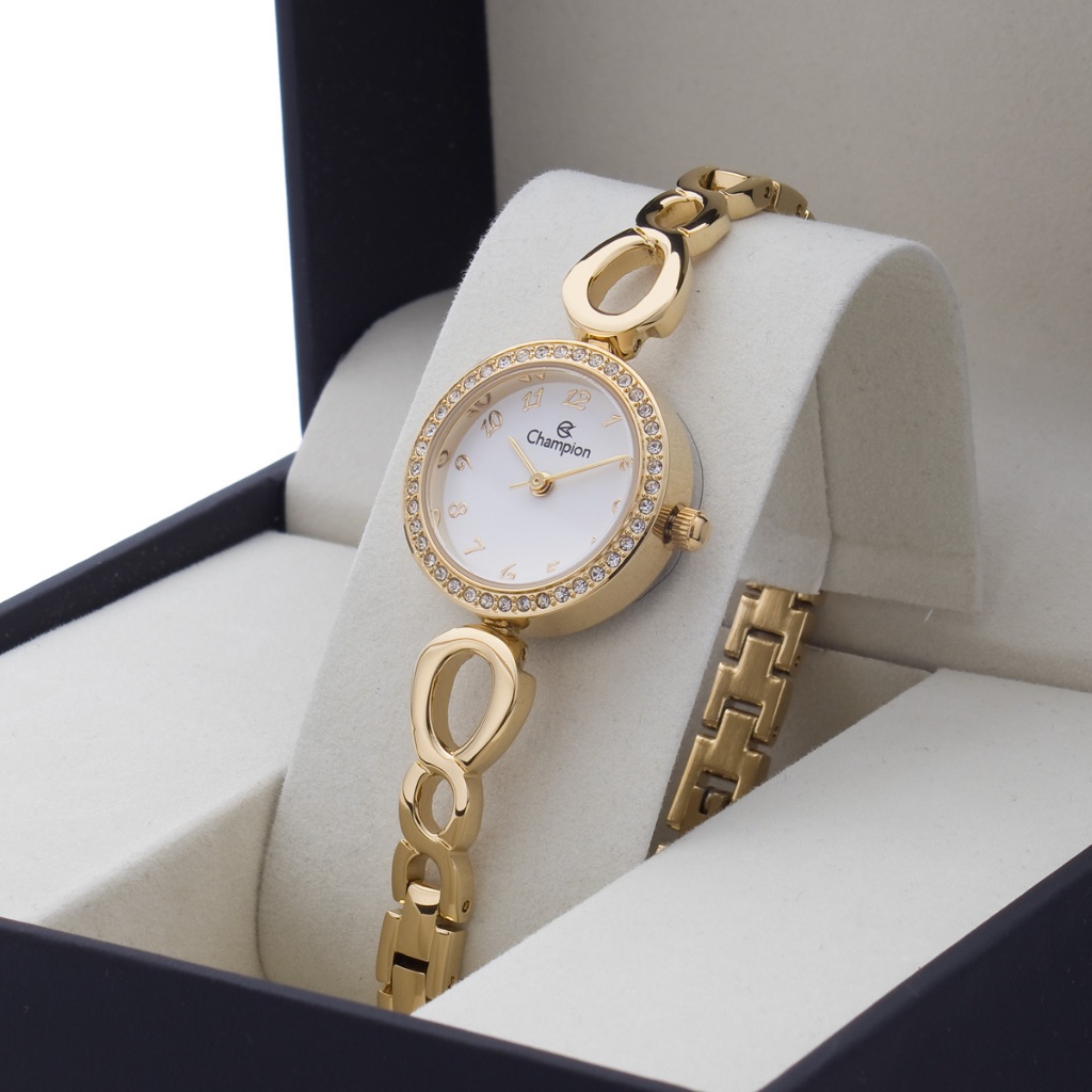 Relógio Pequeno Dourado Feminino Champion Númerais Completos Original CF24420H em Oferta na Shopee