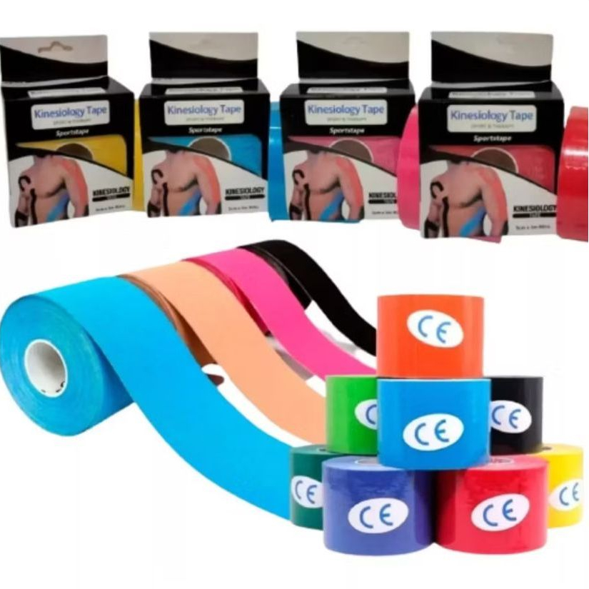 Kit De 3 Bandagem Elástica 5Cm X 5M - Fita Kinesio Tape Fisioterapia