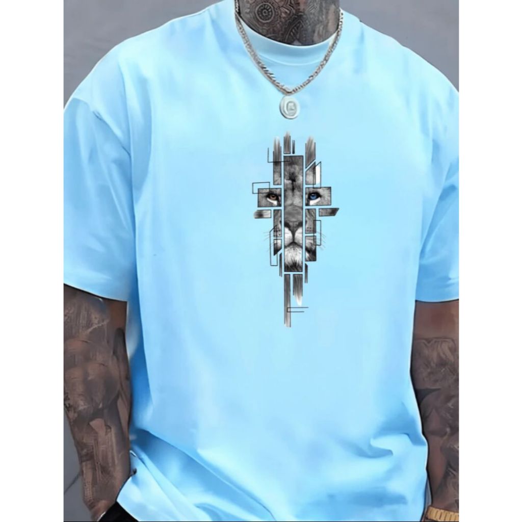 Camiseta Masculina Leão de Juda Yeshua Cruz Estampada Camisa Algodão