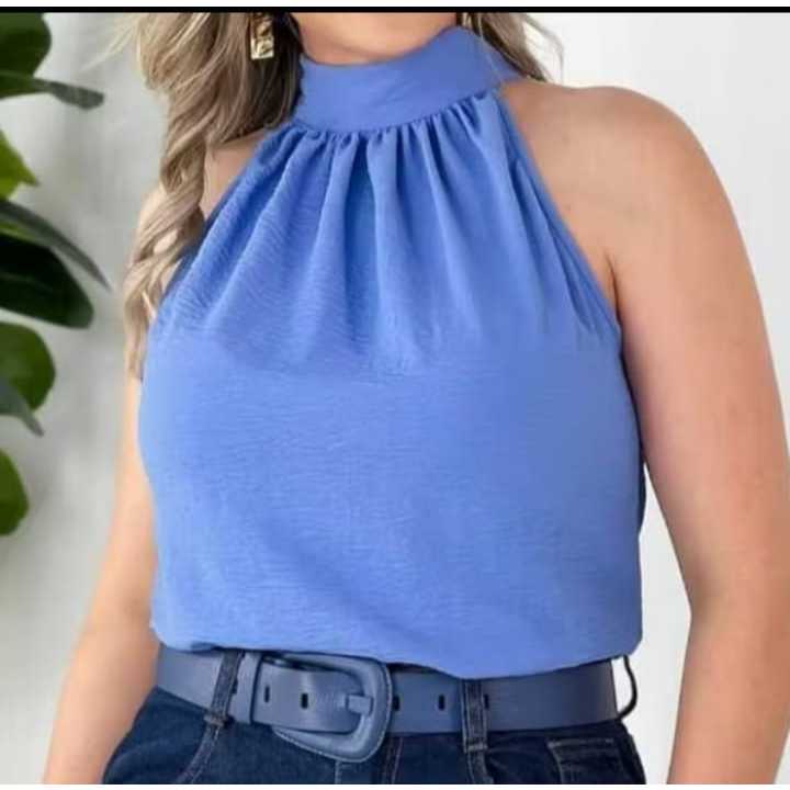 Blusa Feminina estilosa Gola Alta com amarração regata estilosa