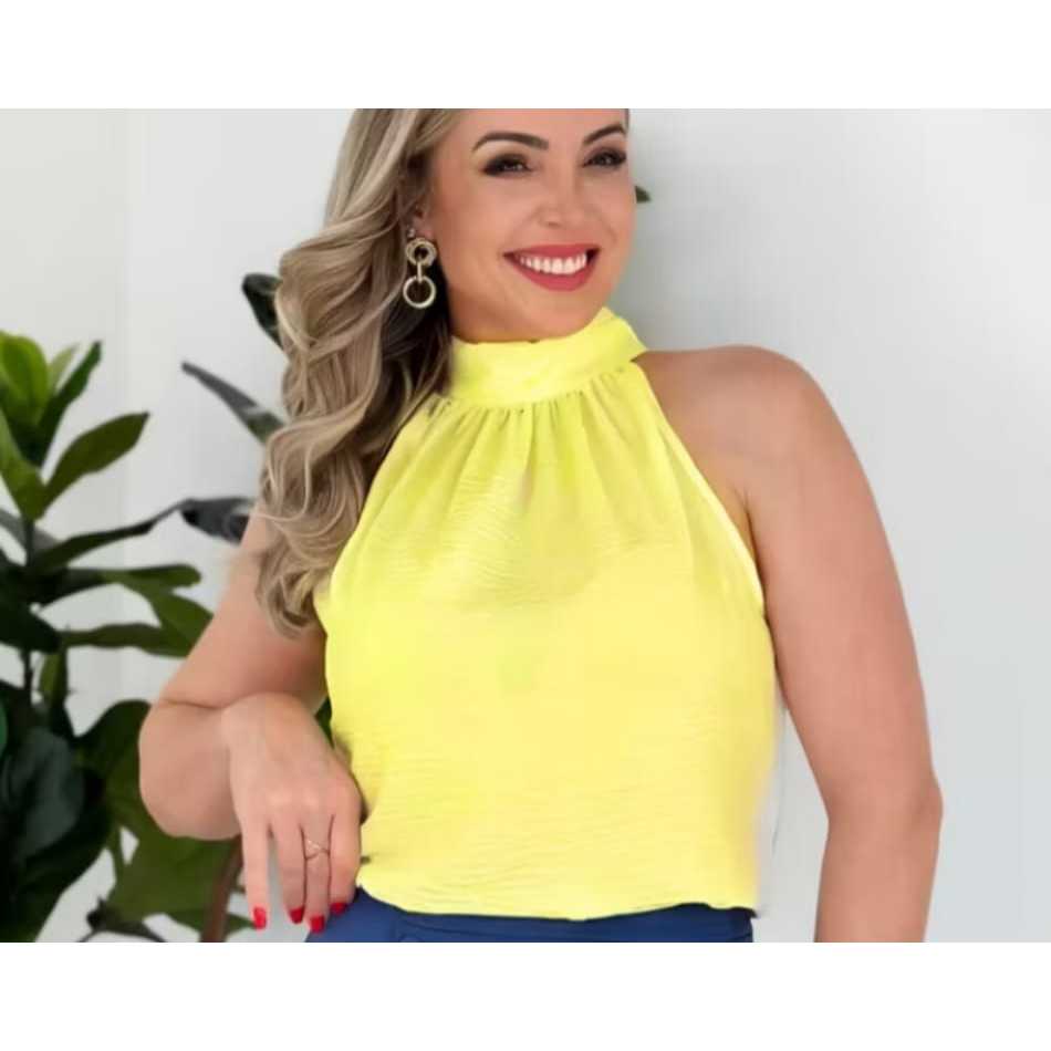 Blusa Feminina estilosa Gola Alta com amarração regata estilosa