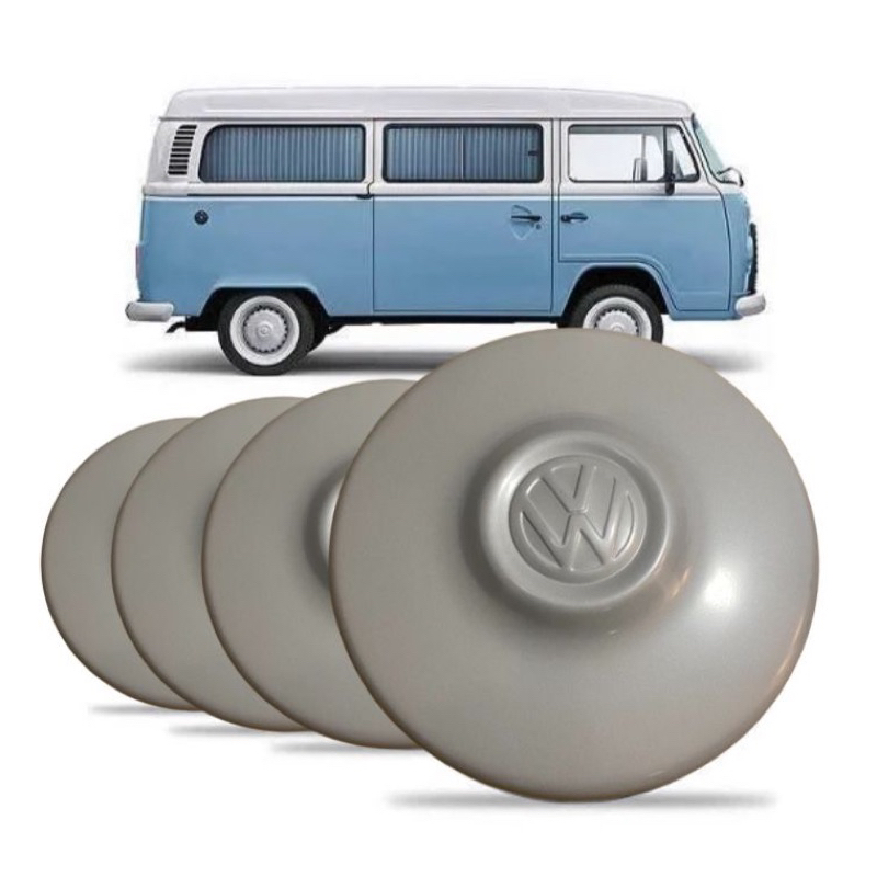 4x Calota Cinza VW Metálica Kombi Fusca Brasília Variant Tl