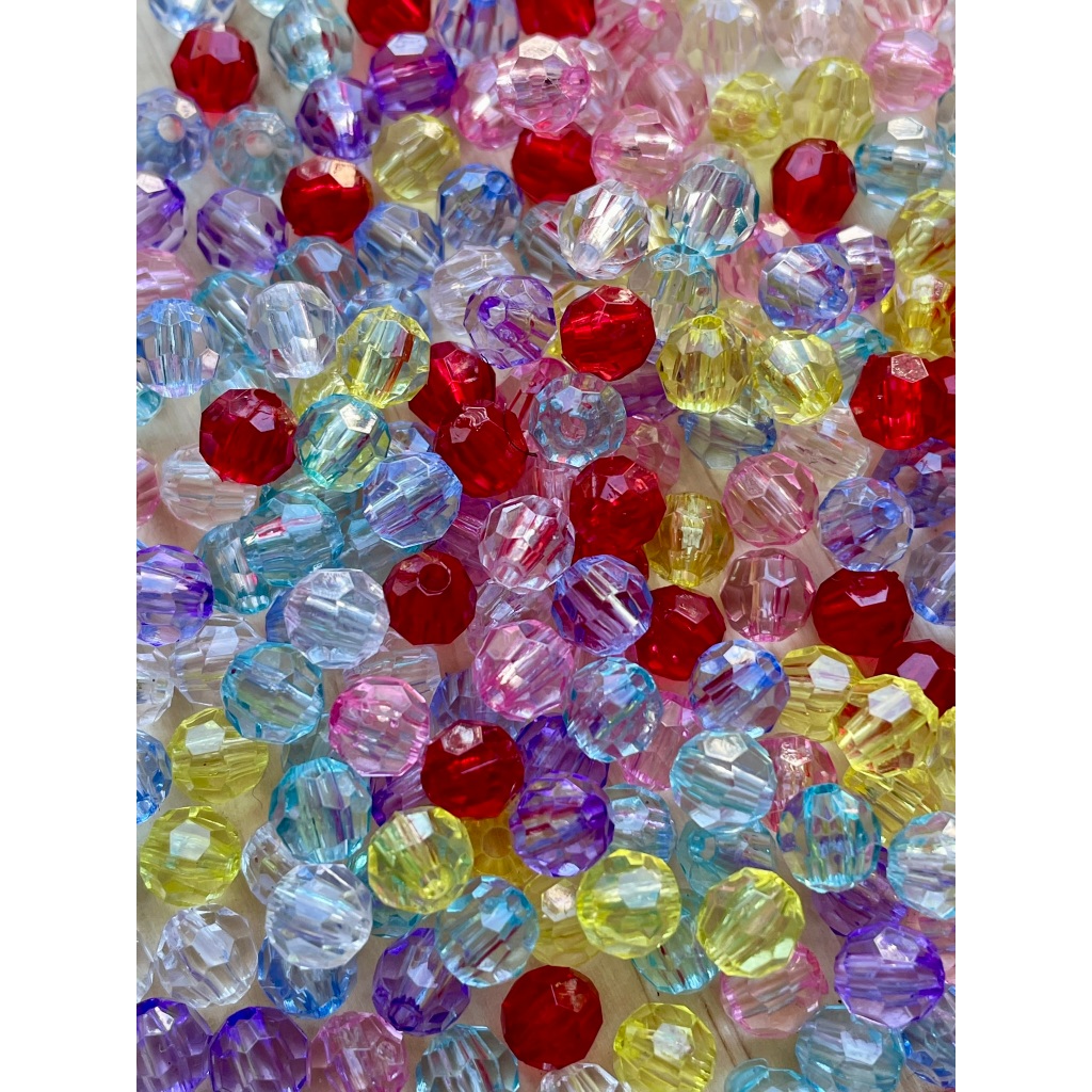 100 Miçangas Bola Sextavada 8mm Cristal Acrílico - Colorida MIX em Oferta na Shopee