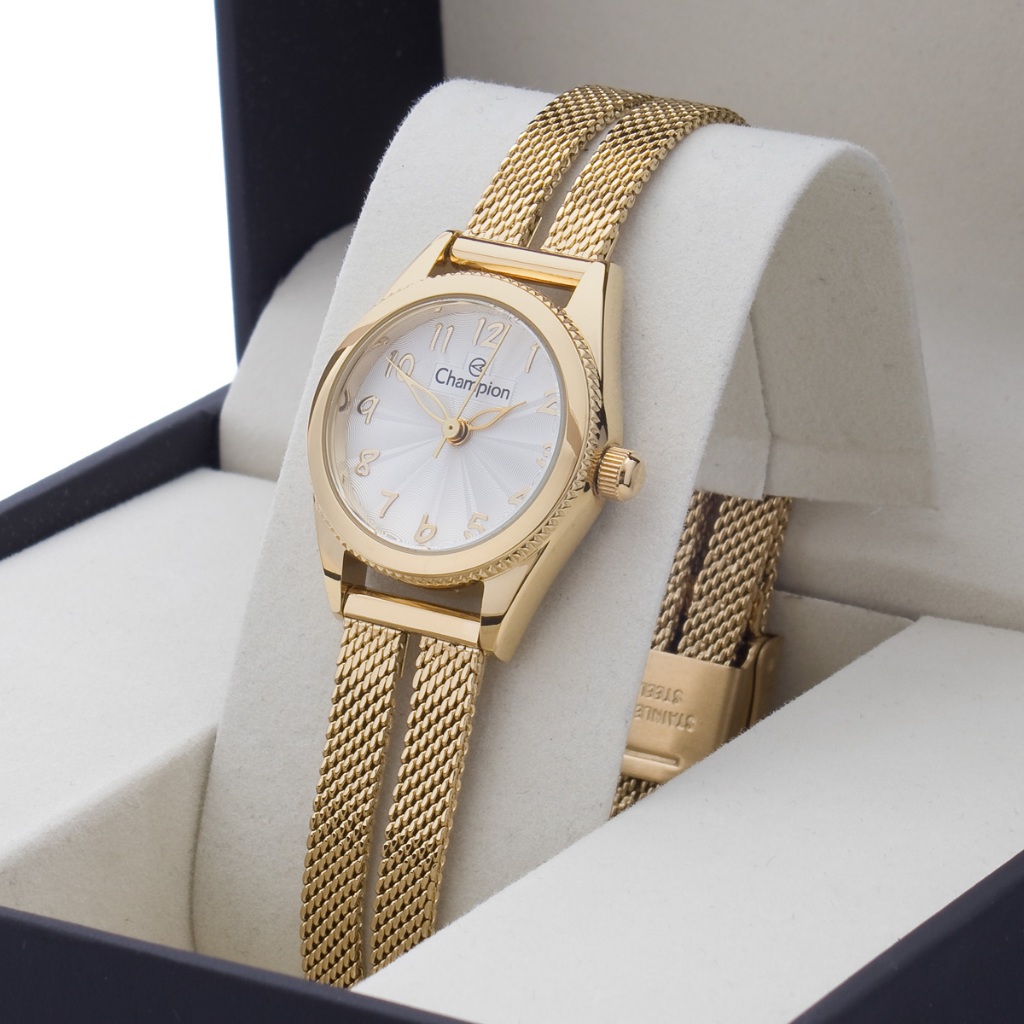 Relógio Pequeno Feminino Dourado Champion Original CF24313H em Oferta na Shopee