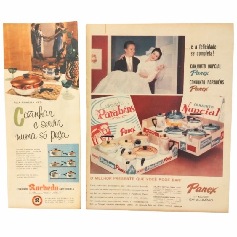 2 Anúncios Panelas Panex e Rochedo (Recortes Originais Anos 50/60)