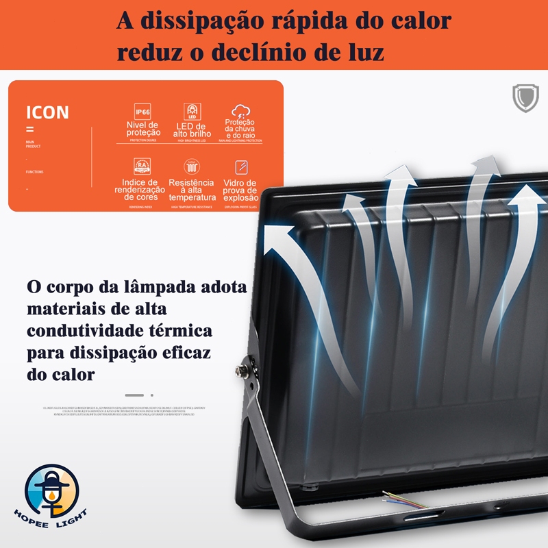 Kit 4 Refletor LED 600W Holofote Bivolt Luz Frio 6500K IP66 Alta Eficiência Alcance 15m Área 125m² — imagem 2 de 2