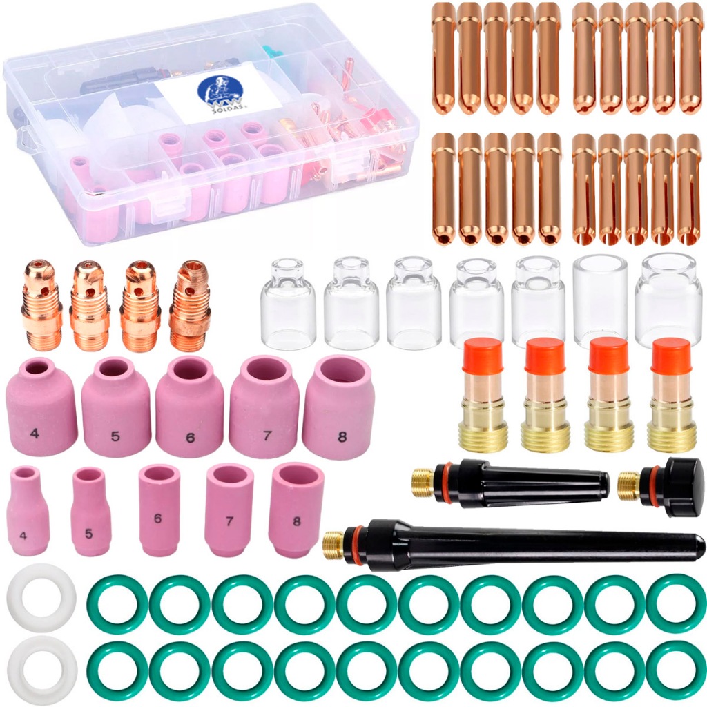 Acessórios Para Solda Tig Gás Lens 17/18/26 Kit Com 70 Peças em Oferta na Shopee