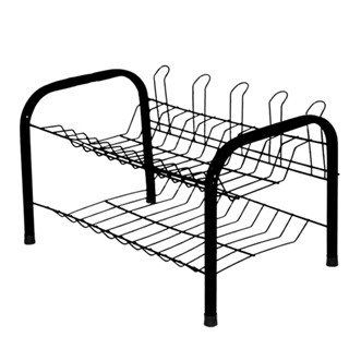 Escorredor De Louças Pratos Cozinha Duplo Cromado / Preto  Pia Porta Talher em Oferta na Shopee