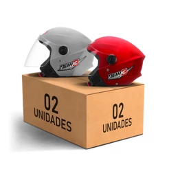 Kit Capacete De Moto Aberto Feminino E Masculino Casal New Liberty 3 Pro Tork Cinza