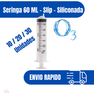 Seringa 60Ml Bico Slip - 10 / 20 / 30 Unidades de Seringas de 60 ML Bico Slip - OzonioTerapia - Sliconada em Oferta na Shopee