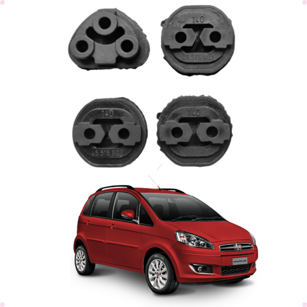 Borracha Coxim Escapamento Fiat Idea Kit Completo