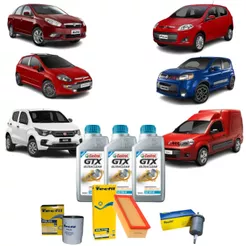 Kit Troca De Oleo E Filtros Punto Grand Siena Novo Uno Palio Attractive Mobi 1.0 1.4 EVO 8V 15w40