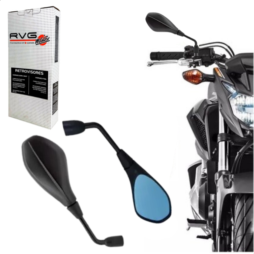 Retrovisor Bmw F800 Gs 650 Haste Fixa Lente Convexa Azul em Oferta na Shopee