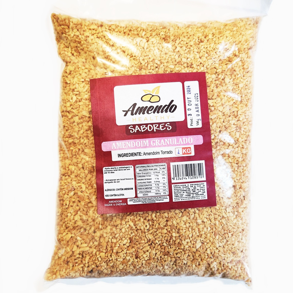 Amendoim Granulado 1Kg Torrado moído Triturado Sem Sal Pacote Grande 1 Kg ou 500g em Oferta na Shopee