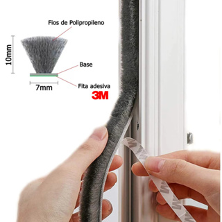 Fita Veda Frestas Escova Adesivo 3M Portas Janelas 10mm x 7mm em Oferta na Shopee