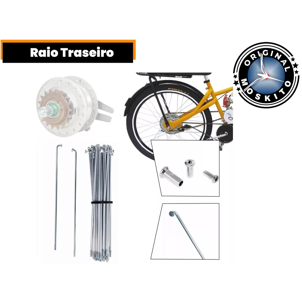 Raio Traseiro P/ Bike Motorizada Moskito Cubo Moby 2.5 240mm