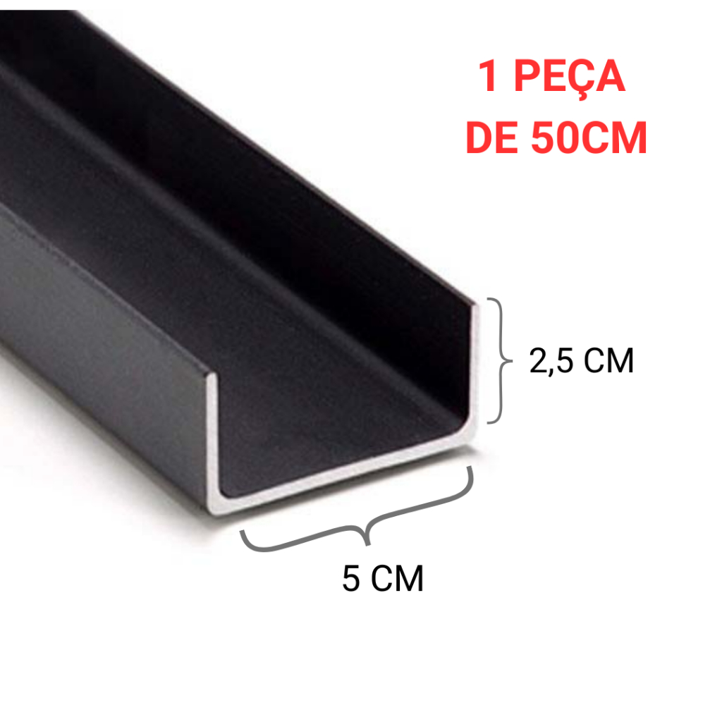 Barra De Viga U Simples 50 X 25mm 2p - 50CM