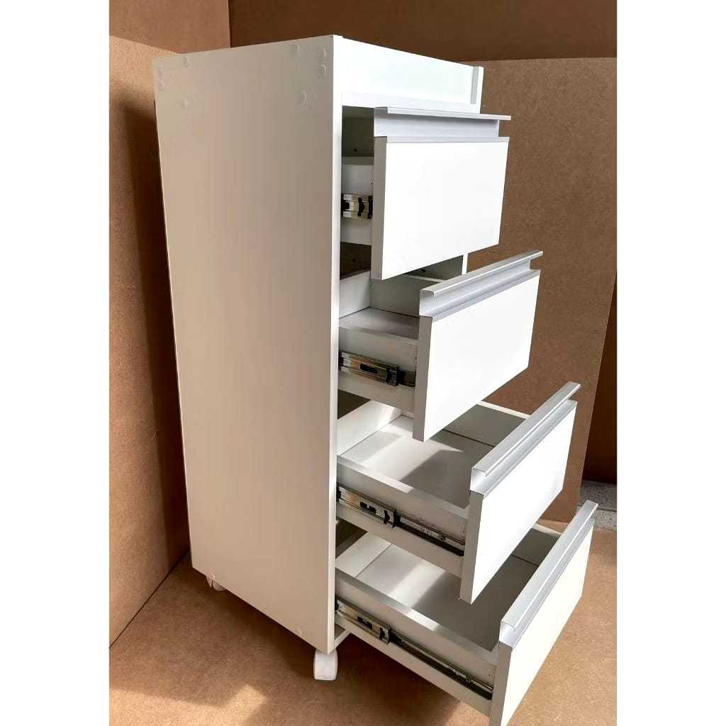 Carrinho auxiliar gaveteiro estética em MDF mesa cabeceira criado mudo 80 cm Branco ou Preto