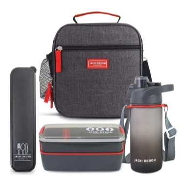 Kit Bolsa Térmica, Pote Marmita 750ml, Garrafa 550ml e Porta Talheres - Jacki Design - Home & Living