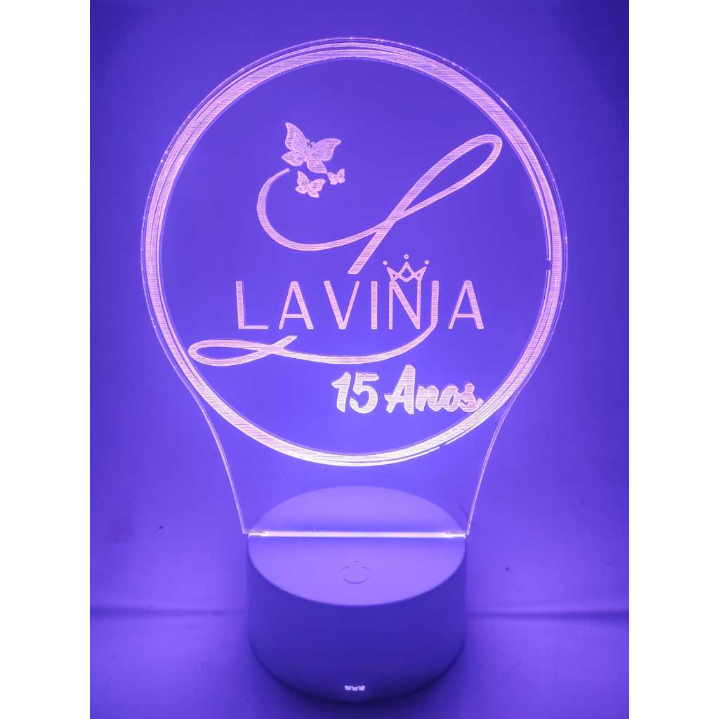 Luminária Led RGB Topo de Bolo meus 15 anos personalizada 16 cores + controle remoto em Oferta na Shopee