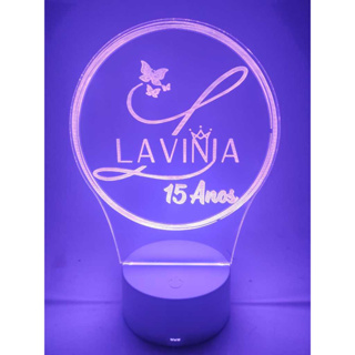Luminária Led RGB Topo de Bolo meus 15 anos personalizada 16 cores + controle remoto em Oferta na Shopee