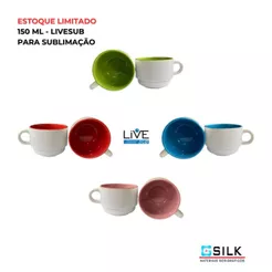 Xícara Branca Com Interior Colorido LiveSub 150 ML (CORES)