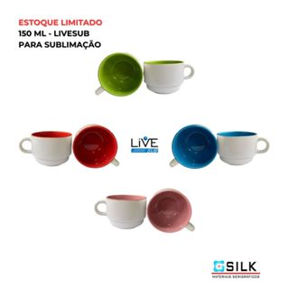 Xícara Branca Com Interior Colorido LiveSub 150 ML (CORES) em Oferta na Shopee