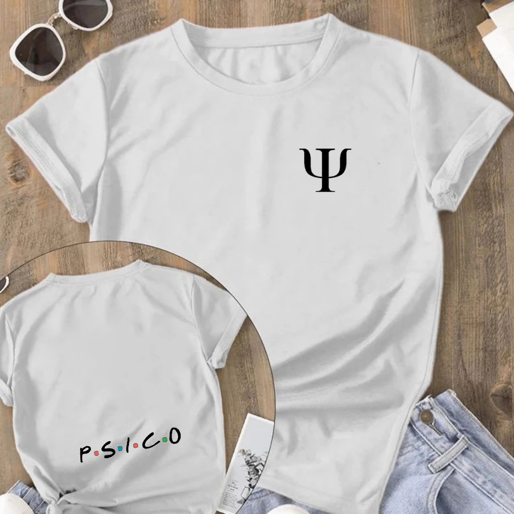 Camisetão Feminino Estampado Frente e Verso Camiseta Psico Psicologia Faculdade Profissão Várias Cores 100% Algodão