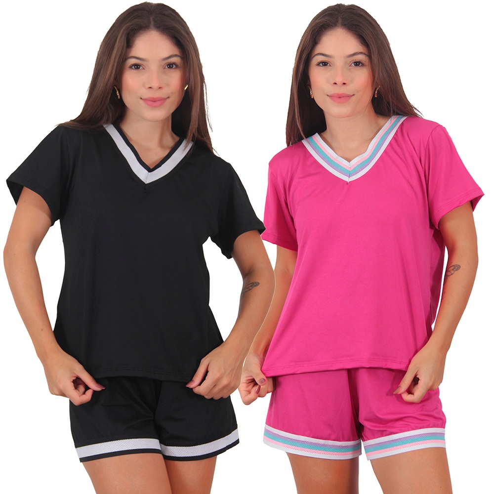 Kit 2 Pijamas Feminino Carioca Manga Curta em Oferta na Shopee