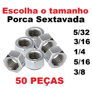 Porca Sextavada zincada Kit com 100,200 e 300 Unidades 5/16 1/4 3/8 Promoção ! em Oferta na Shopee