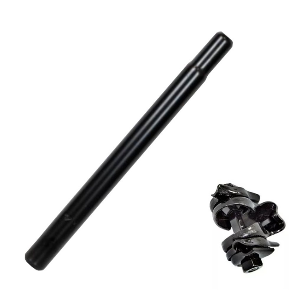 Kit Canote Selim Reforçado Para Bike MTB Com 350mm X 27.2mm Preto Carrinho Castanha Preto