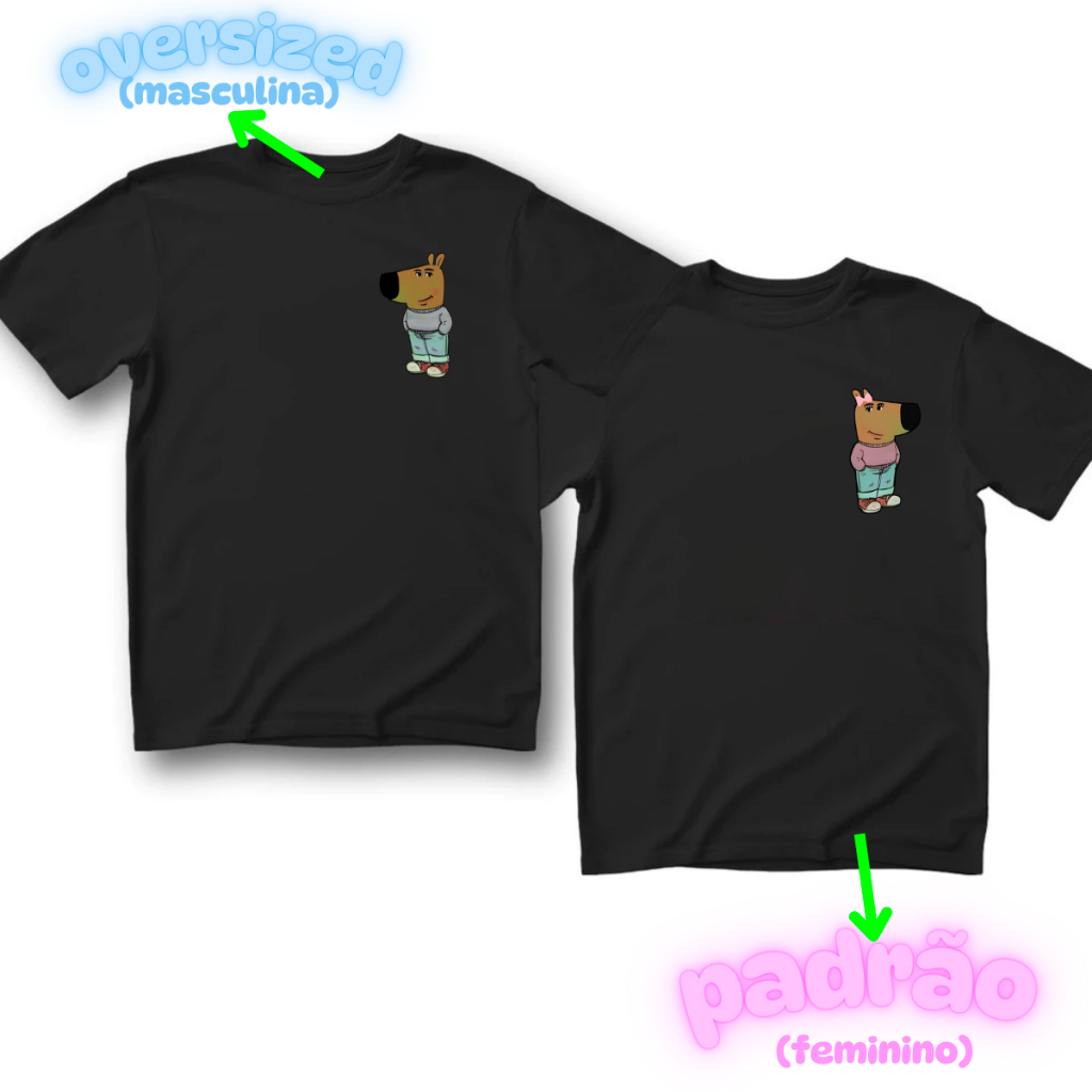 Kit camiseta Casal Oversized e Padrão Algodão 100% Casal Tranquilo MEME