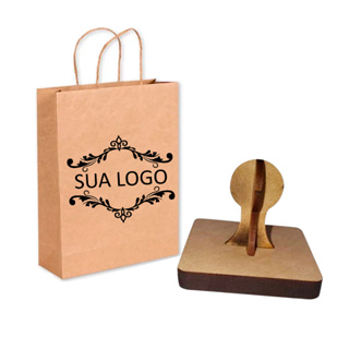 Carimbo personalizado grande 15x9 cm com logo para sacolas e saco kraft sacolas e caixas em Oferta na Shopee