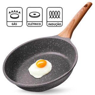 Frigideira Antiaderente Cerâmica Fundo Triplo Premium Indução Cabo Silicone Não Queima Não Usa Óleo em Oferta na Shopee