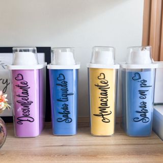 Dispenser com copo dosador - frascos para amaciante - desinfetante - sabão em pó - sabão líquido - lavanderia em Oferta na Shopee