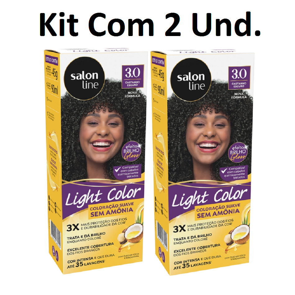 KIT COM 2 Coloração suave Light Color 3.0 Castanho Escuro Salon Line