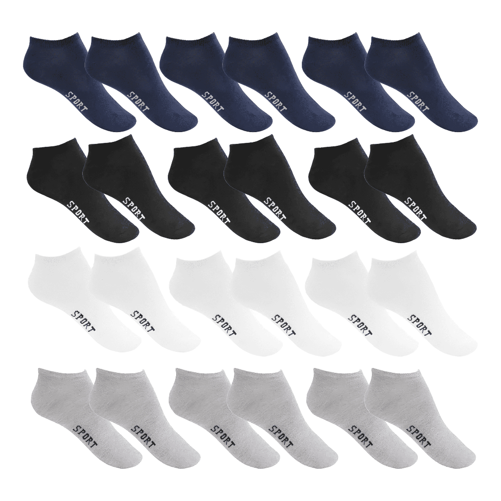 Kit 12 Pares de Meia Canela Cano Curto Sport Unissex Soquete Invisível - Men Clothes