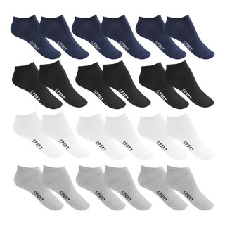 Kit 12 Pares de Meia Canela Cano Curto Sport Unissex Soquete Invisível
