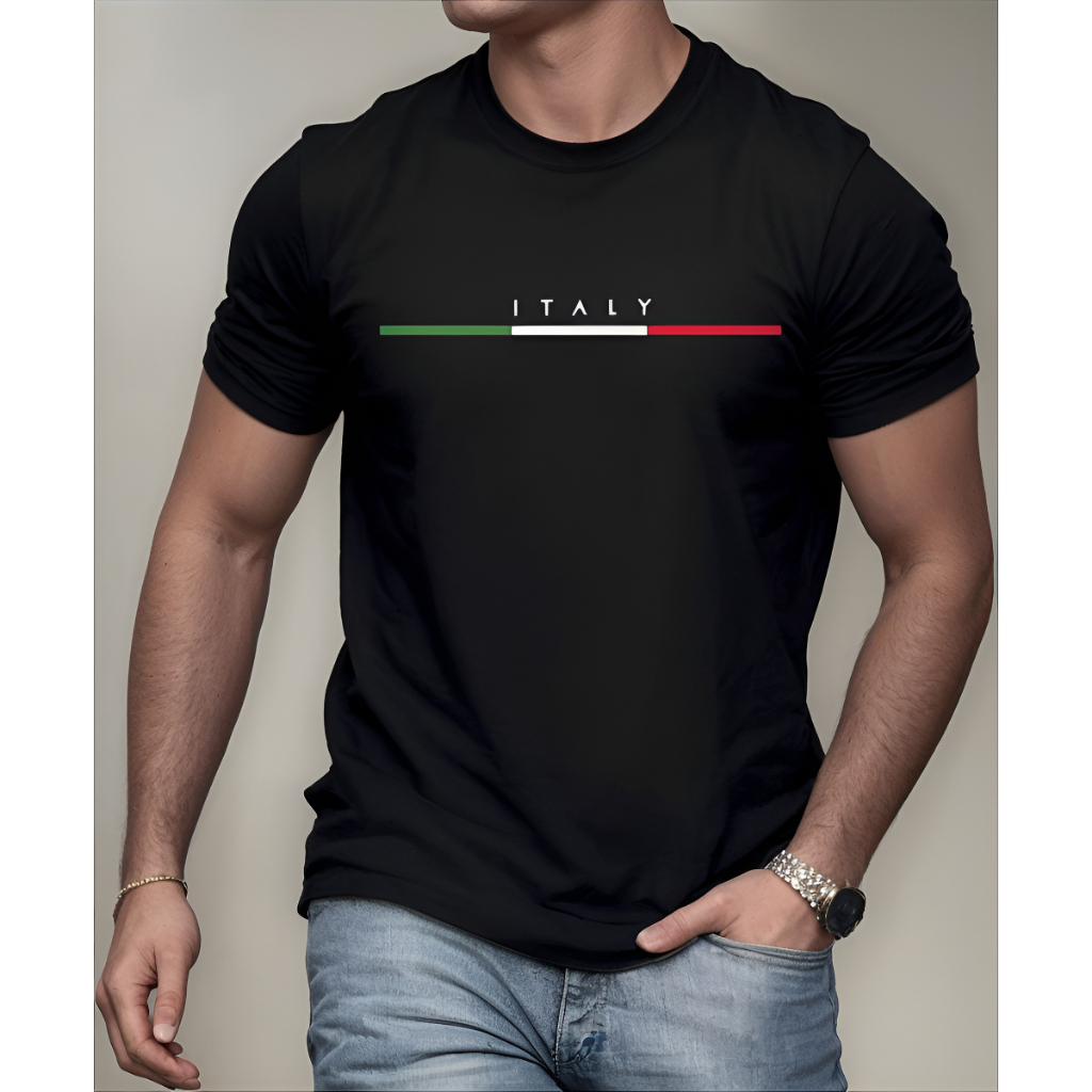 Camiseta Masculina Estampa Italy Camisa 100% Algodão Premium Básica Estilo