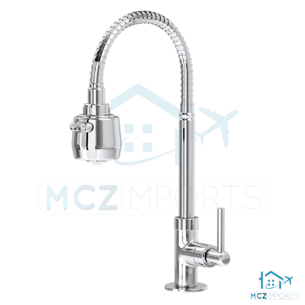 Torneira Gourmet Cozinha Mesa Bancada Pia Flexível Cromada Metal Abs Inox Cromada em Oferta na Shopee