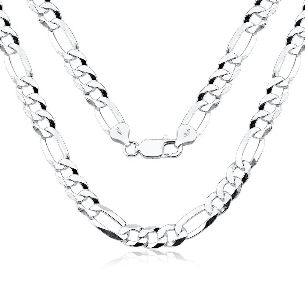 Corrente Masculina Grossa Grumet 3x1 60cm 8mm Prata 925
