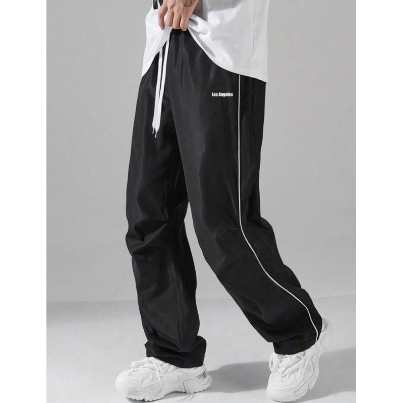Calça Tactel Masculino Feminina, P ao G3 Sportiva, Reta Larga, Ajuste Cordão na Cintura, Streetwear, Sportswea 2025 LG