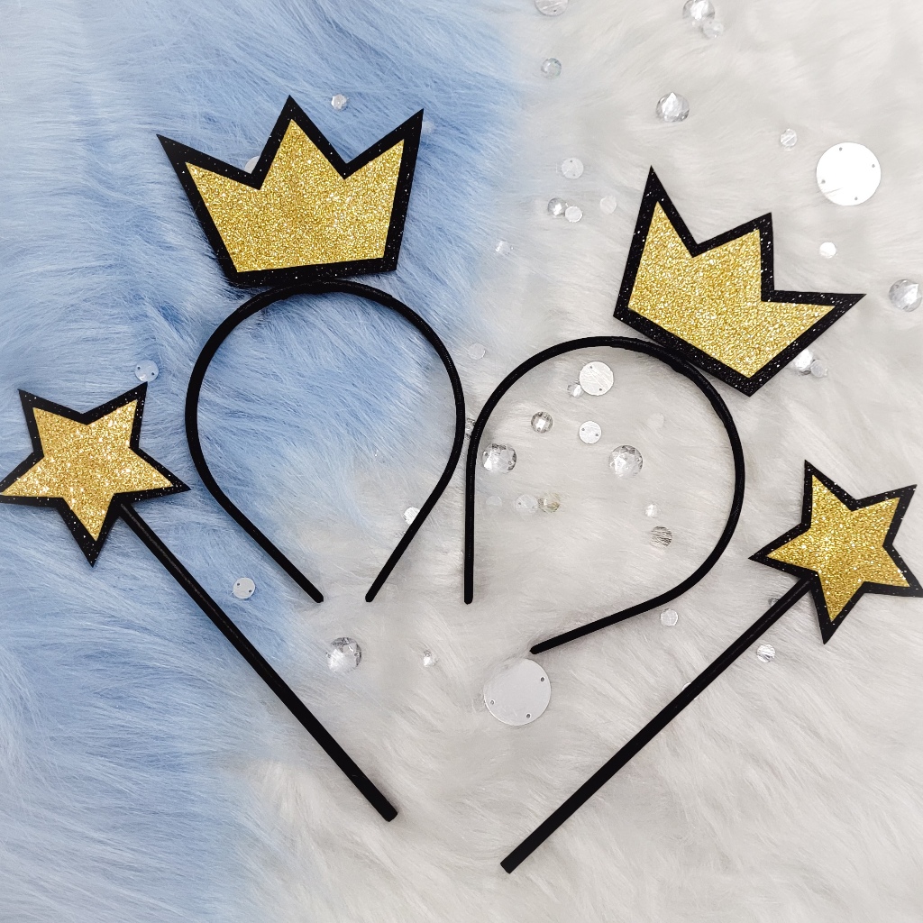 Tiara Coroa e Varinha Estrela Padrinhos Mágicos / Kit Casal / 02 Coroa 02 Varinhas / Festa / Fantasia / Carnaval em Oferta na Shopee