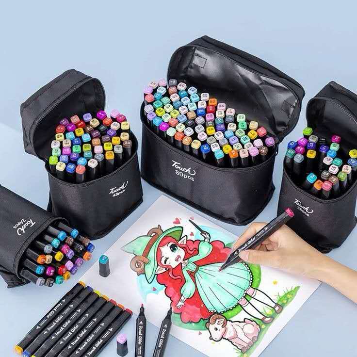 KIT 24/36/48/60/80/120 TOUCH Estojo Marcadores Ponta Dupla Com Numeração de Cores Pintura Artística em Oferta na Shopee