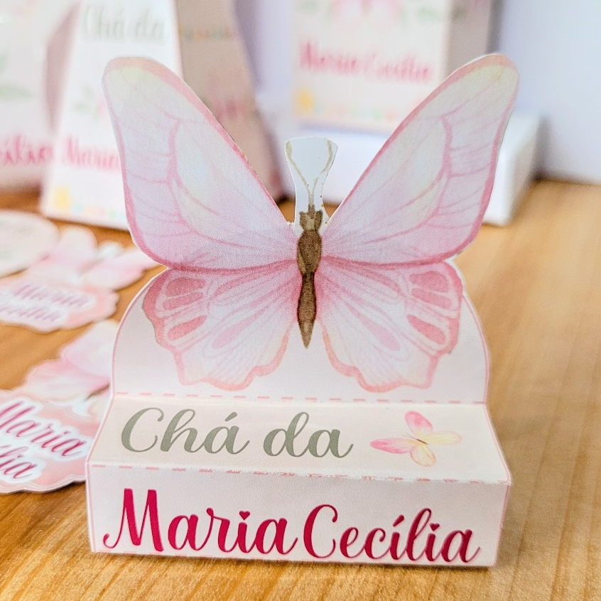 kit 85 ou 170 itens Jardim das Borboleta Rosa - Personalizado - Lembrancinha Festa